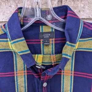 J. Crew Oxford Medium Slim Fit Button Down Plaid Navy Long Sleeve Shirt